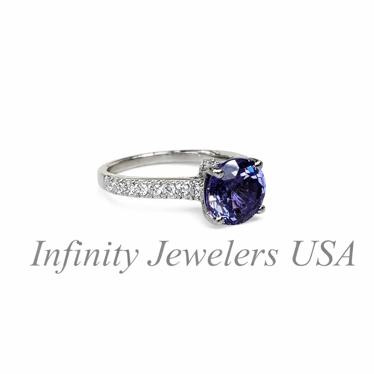 2.20 CT Round Shaped Alexandrite Engagement Ring 14K White Gold Round Solitaire Alexandrite Engagement Rings Promise Anniversary Wedding Ring  #4790