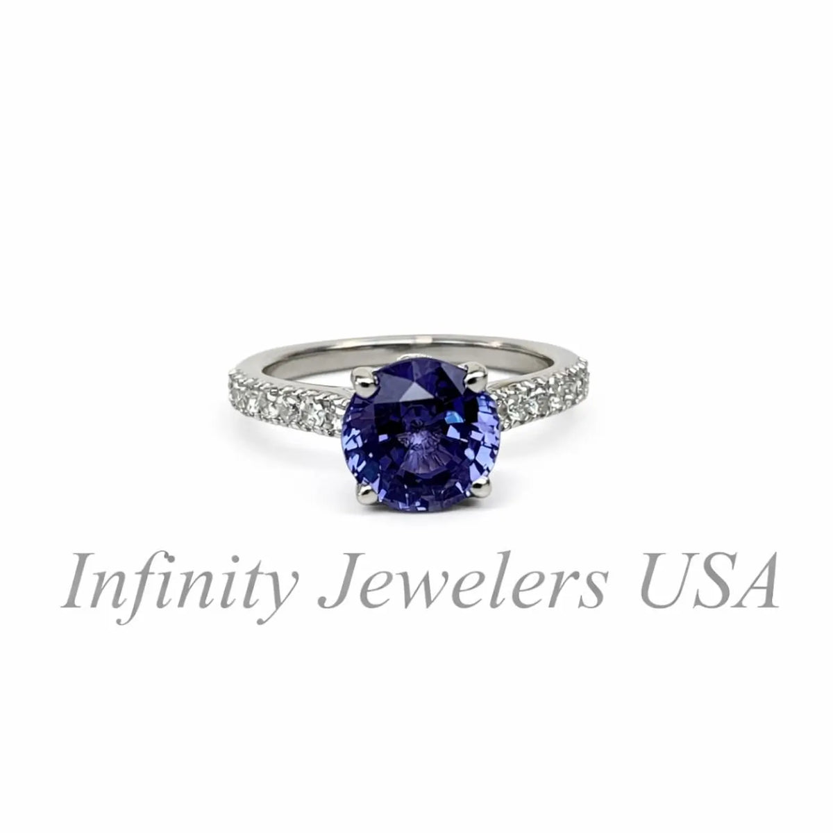 2.20 CT Round Shaped Alexandrite Engagement Ring 14K White Gold Round Solitaire Alexandrite Engagement Rings Promise Anniversary Wedding Ring  #4790