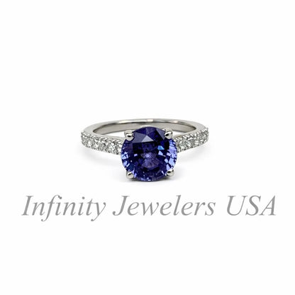 2.20 CT Round Shaped Alexandrite Engagement Ring 14K White Gold Round Solitaire Alexandrite Engagement Rings Promise Anniversary Wedding Ring  #4790