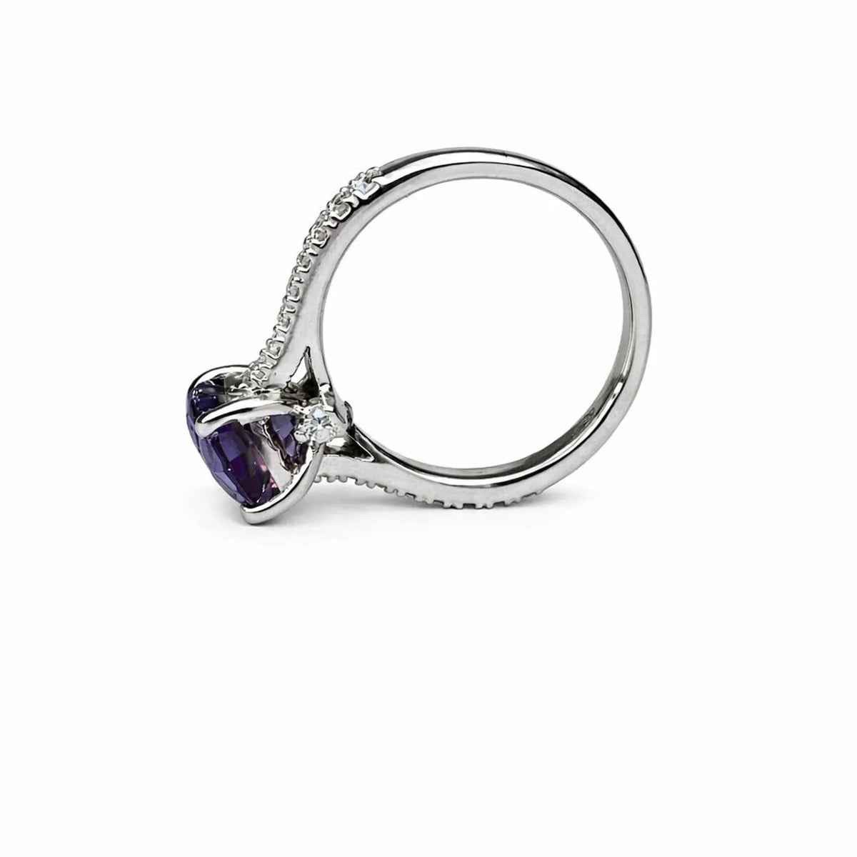 2.20 CT Round Shaped Alexandrite Engagement Ring 14K White Gold Round Solitaire Alexandrite Engagement Rings Promise Anniversary Wedding Ring  #4790