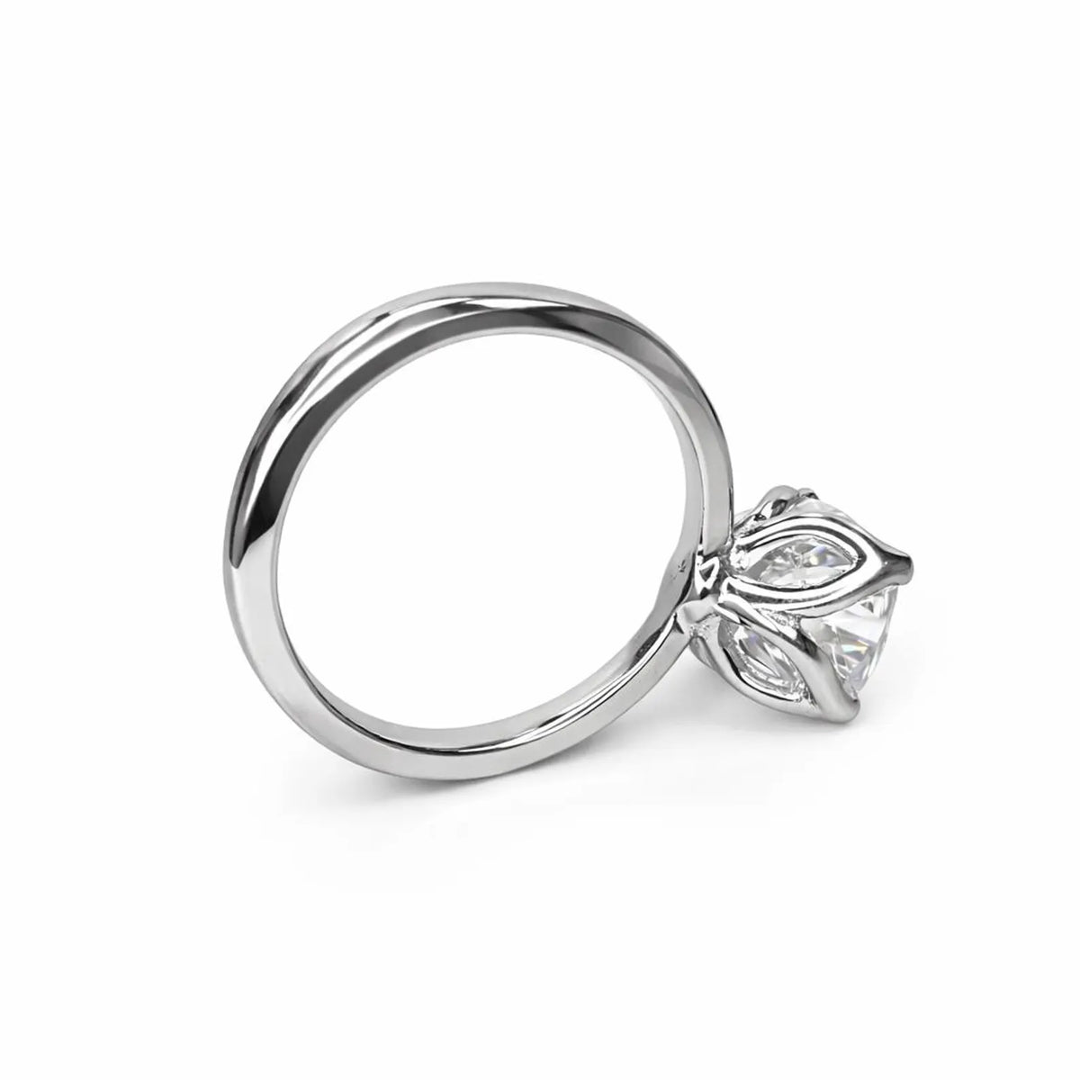 Elongated Cushion Cut Moissanite Solitaire Engagement Ring In  14k White Gold #6828