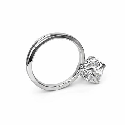 Elongated Cushion Cut Moissanite Solitaire Engagement Ring In  14k White Gold #6828