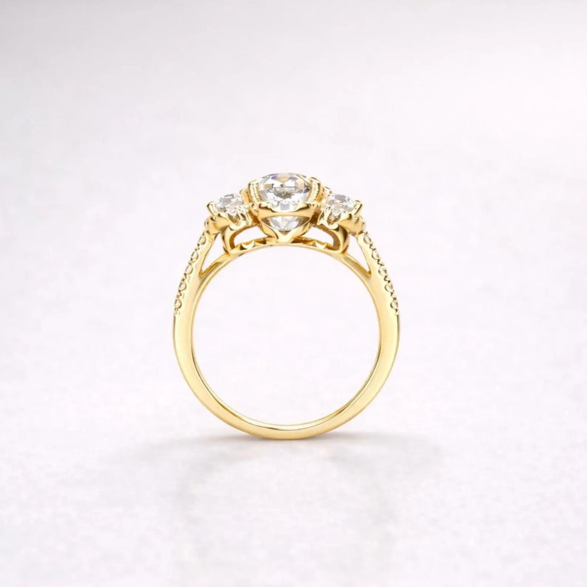 Oval Moissanite Engagement Ring White Gold Three Stone Oval Halo Moissanite Engagement Unique Vintage Wedding Promise Anniversary Ring #7372