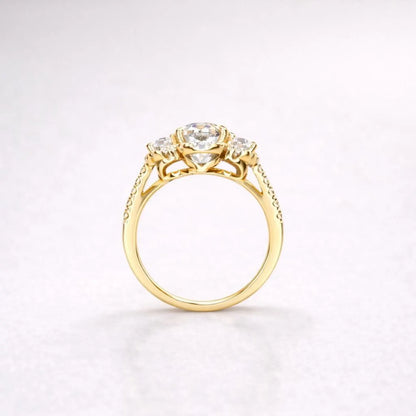 Oval Moissanite Engagement Ring White Gold Three Stone Oval Halo Moissanite Engagement Unique Vintage Wedding Promise Anniversary Ring #7372