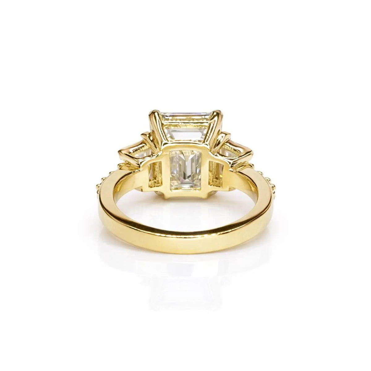 Emerald Cut Moissanite Engagement Ring, Emerald Cut With Trapezoids Moissanite Wedding Ring, 14k White Gold Moissanite Cluster Ring    #7102