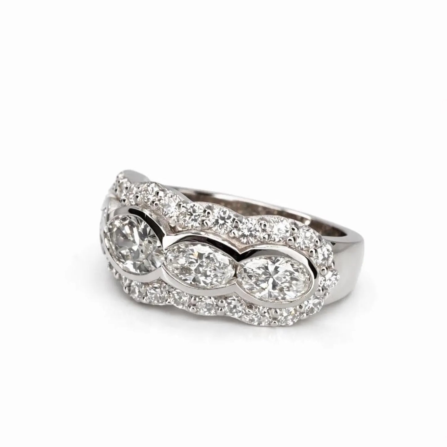 5 Stone Oval Lab Grown Diamond Anniversary Band 14K Solid Gold, East West Oval Lab Diamond Wedding Band #8930