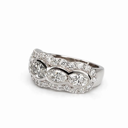 5 Stone Oval Lab Grown Diamond Anniversary Band 14K Solid Gold, East West Oval Lab Diamond Wedding Band #8930