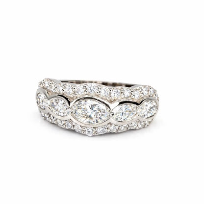 5 Stone Oval Lab Grown Diamond Anniversary Band 14K Solid Gold, East West Oval Lab Diamond Wedding Band #8930