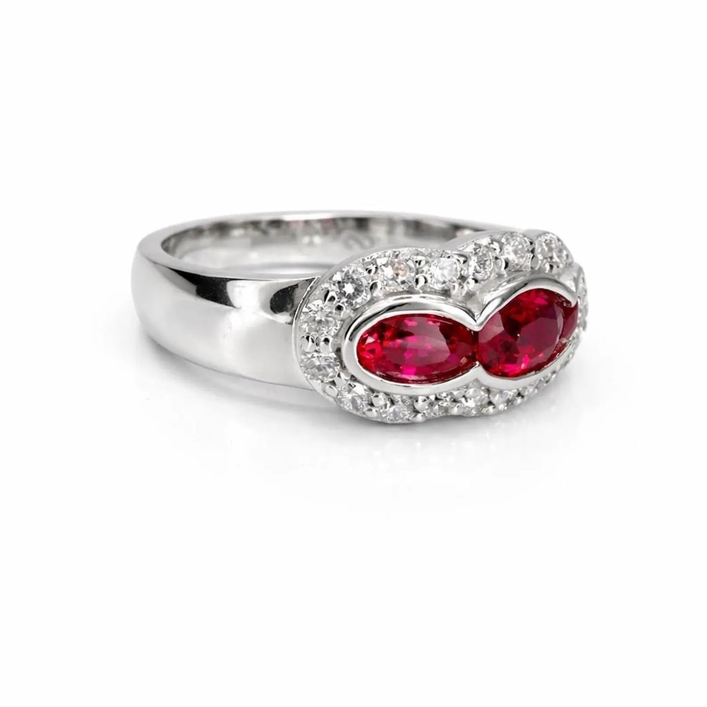 1.26 CTW 3 Stone Oval Ruby or Blue Sapphire East West Ring 14K Solid Gold, Vintage Style Ruby Anniversary Band, Lab Grown Diamonds #8932