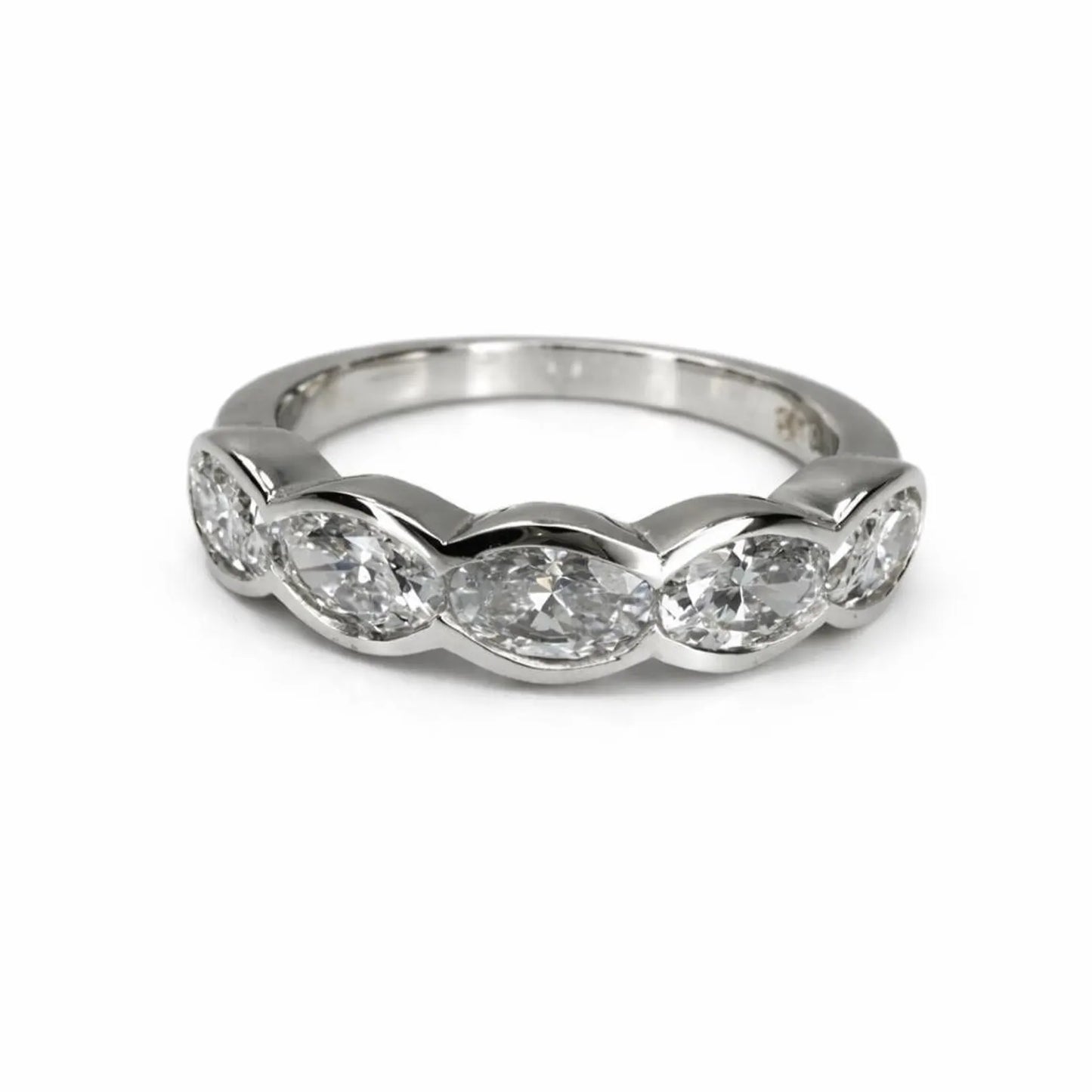5 Stone Oval Lab Grown Diamond Anniversary Band 14K Solid Gold, East West Oval Lab Diamond Wedding Band #8934