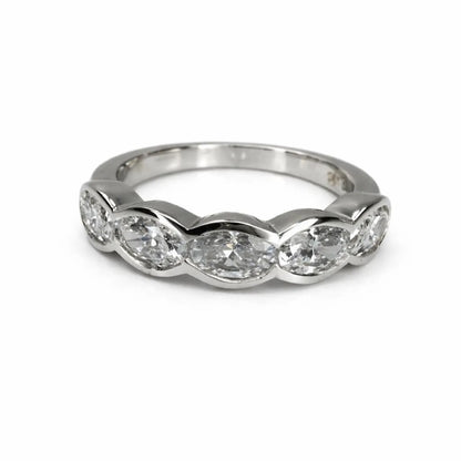 5 Stone Oval Lab Grown Diamond Anniversary Band 14K Solid Gold, East West Oval Lab Diamond Wedding Band #8934
