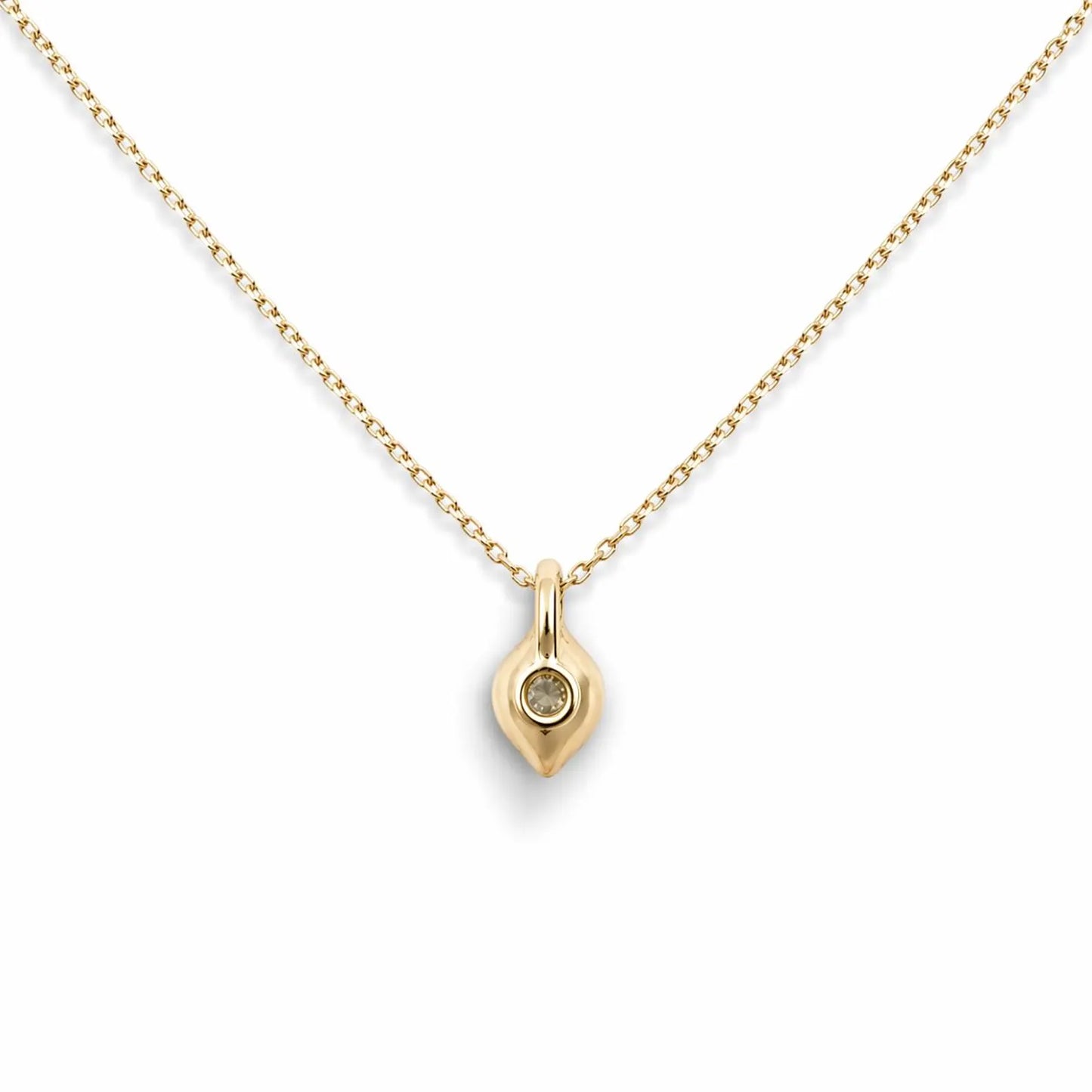 1/2 Carat Lab Grown Diamond Necklace, Round Solitaire Pendant 14K White Gold, Minimalist Diamond Necklace, Everyday Jewelry, #8935