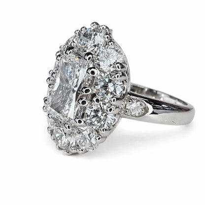 4.50 CTW Lab Grown Diamond Radiant Cut Ring, Halo Engagement Ring, Diamond Ring, Radiant Center with Round Diamonds, Bridal Ring #8937