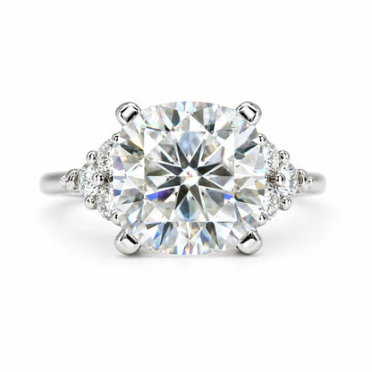 Cushion Cut Moissanite engagement ring 14K solid gold, Unique moissanite cluster wedding ring women, moissanite wedding solitaire ring #7021