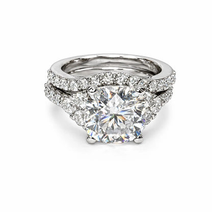 Cushion Cut Moissanite engagement ring 14K solid gold, Unique moissanite cluster wedding ring women, moissanite wedding solitaire ring #7021