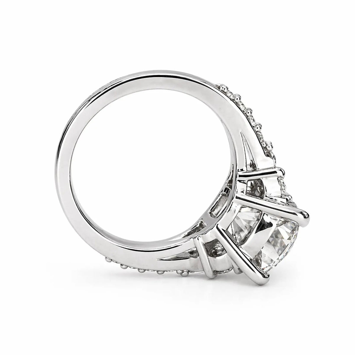 Cushion Cut Moissanite engagement ring 14K solid gold, Unique moissanite cluster wedding ring women, moissanite wedding solitaire ring #7021