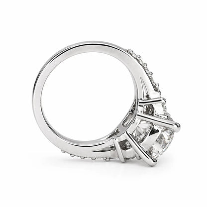 Cushion Cut Moissanite engagement ring 14K solid gold, Unique moissanite cluster wedding ring women, moissanite wedding solitaire ring #7021