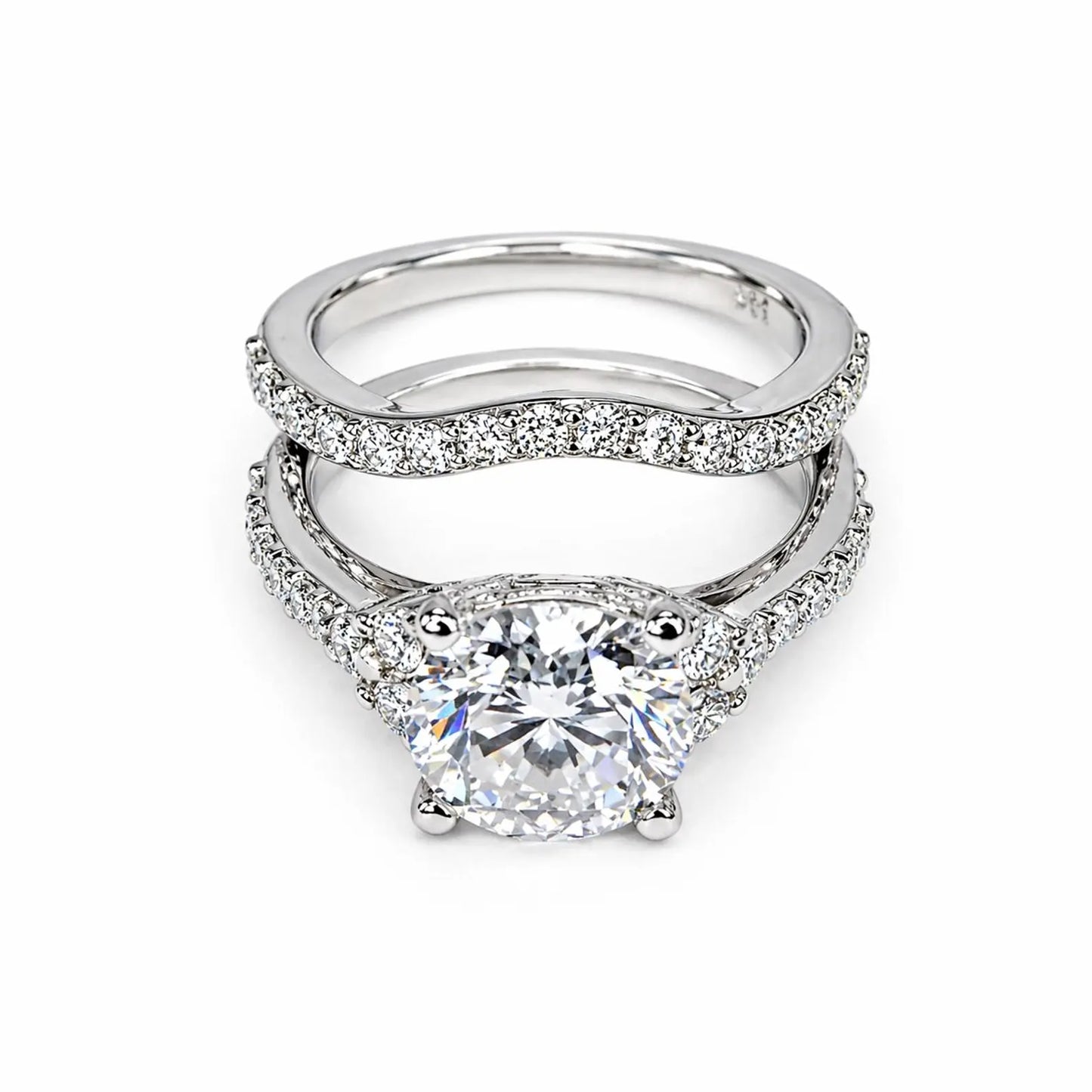 Cushion Cut Moissanite engagement ring 14K solid gold, Unique moissanite cluster wedding ring women, moissanite wedding solitaire ring #7021
