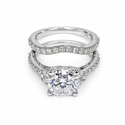 Cushion Cut Moissanite engagement ring 14K solid gold, Unique moissanite cluster wedding ring women, moissanite wedding solitaire ring #7021