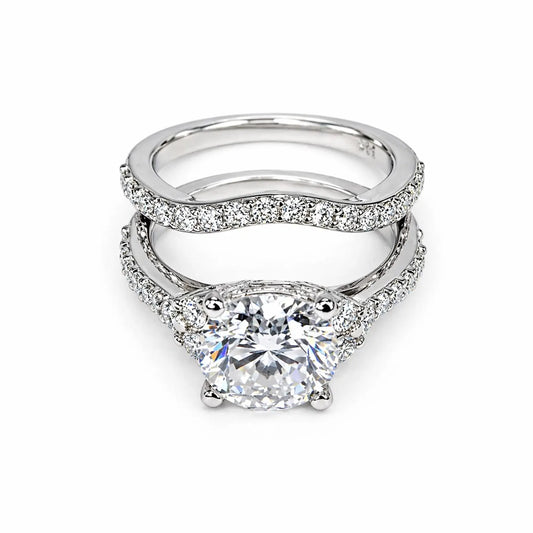 Cushion Cut Moissanite engagement ring 14K solid gold, Unique moissanite cluster wedding ring women, moissanite wedding solitaire ring #7021