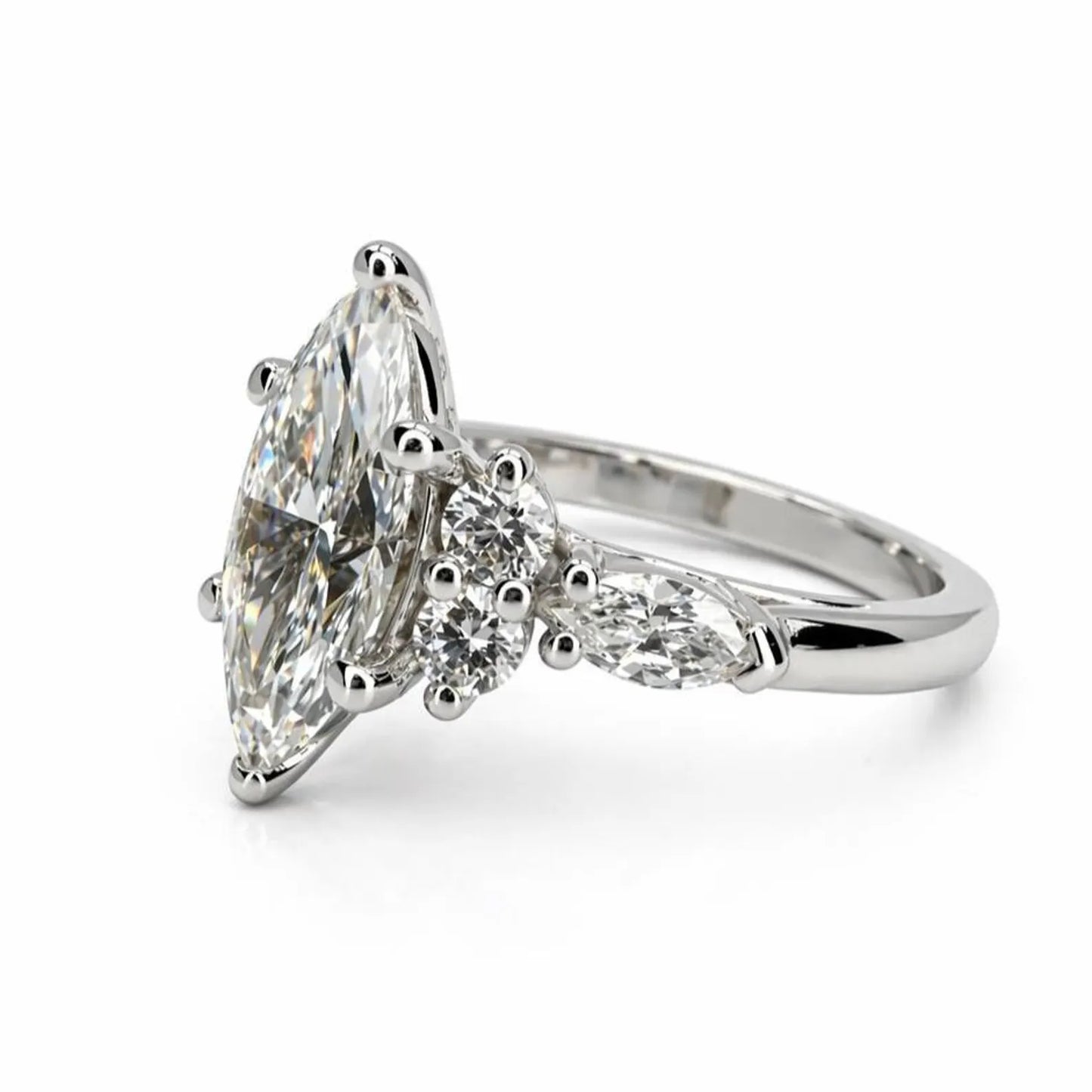 1.50 Carat Marquise Cut Lab Grown Diamond Engagement Ring 14K Dainty Marquis Lab Diamond Ring #8942