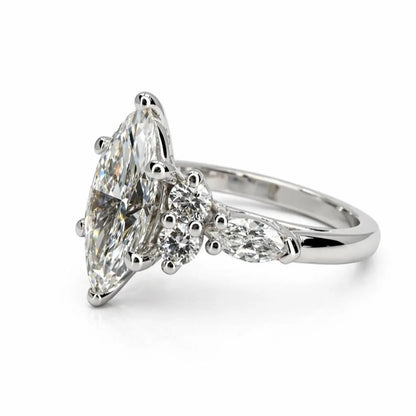 1.50 Carat Marquise Cut Lab Grown Diamond Engagement Ring 14K Dainty Marquis Lab Diamond Ring #8942