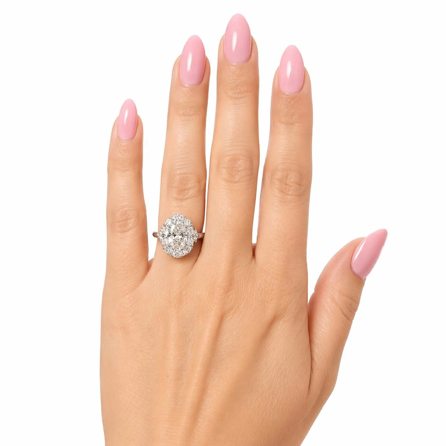 4.50 CTW Lab Grown Diamond Radiant Cut Ring, Halo Engagement Ring, Diamond Ring, Radiant Center with Round Diamonds, Bridal Ring #8937