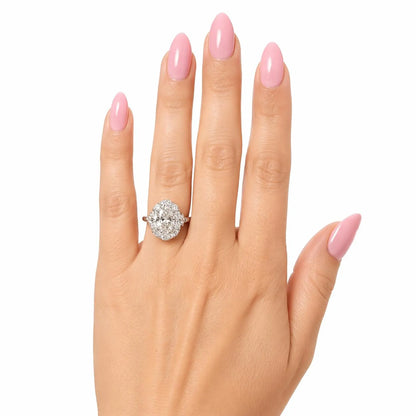 4.50 CTW Lab Grown Diamond Radiant Cut Ring, Halo Engagement Ring, Diamond Ring, Radiant Center with Round Diamonds, Bridal Ring #8937