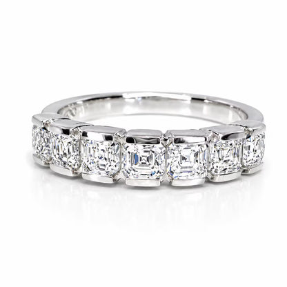 Asscher Cut Lab Grown Diamond Eternity Band, 14K Gold Wedding Band, Stackable Lab Diamond Ring, IGI Certified Anniversary Ring #8941
