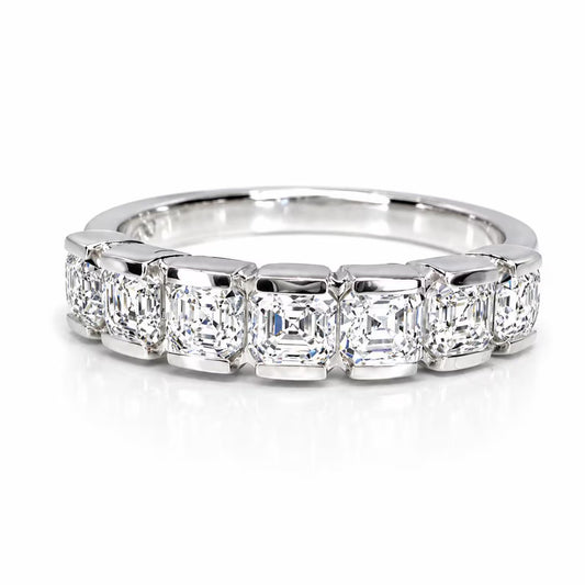 Asscher Cut Lab Grown Diamond Eternity Band, 14K Gold Wedding Band, Stackable Lab Diamond Ring, IGI Certified Anniversary Ring #8941