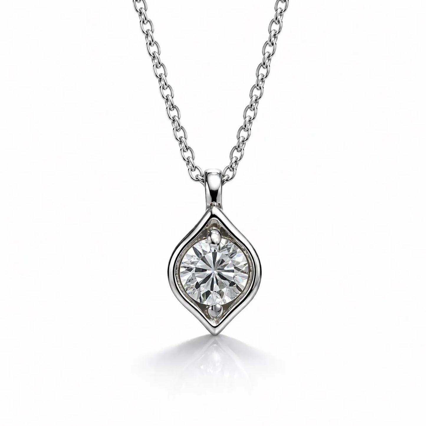 1/2 Carat Lab Grown Diamond Necklace, Round Solitaire Pendant 14K White Gold, Minimalist Diamond Necklace, Everyday Jewelry, #8935