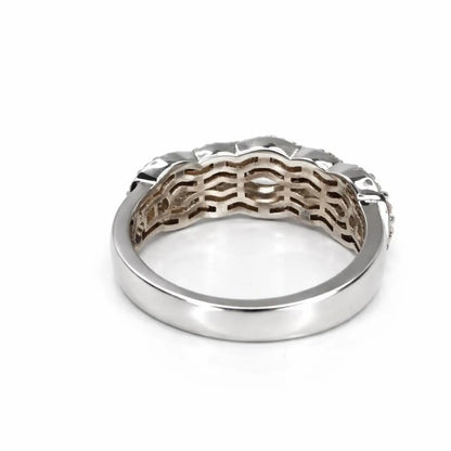 5 Stone Oval Lab Grown Diamond Anniversary Band 14K Solid Gold, East West Oval Lab Diamond Wedding Band #8930