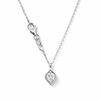 1/2 Carat Lab Grown Diamond Necklace, Round Solitaire Pendant 14K White Gold, Minimalist Diamond Necklace, Everyday Jewelry, #8935
