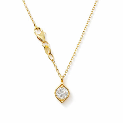 Lab Grown Diamond Pendant Necklace with Chain 14K Solid Gold, Floating Diamond Necklace, #8933