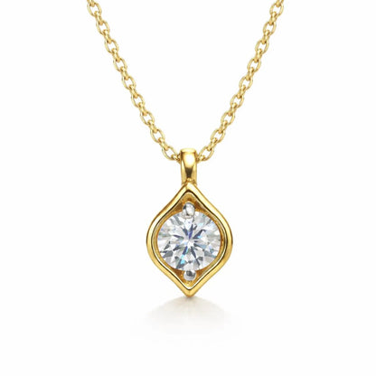 Lab Grown Diamond Pendant Necklace with Chain 14K Solid Gold, Floating Diamond Necklace, #8933