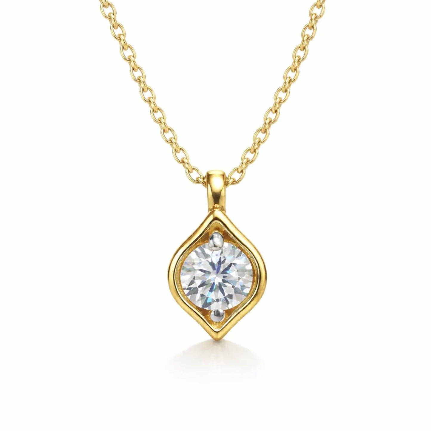 1/2 Carat Lab Grown Diamond Necklace, Round Solitaire Pendant 14K White Gold, Minimalist Diamond Necklace, Everyday Jewelry, #8935