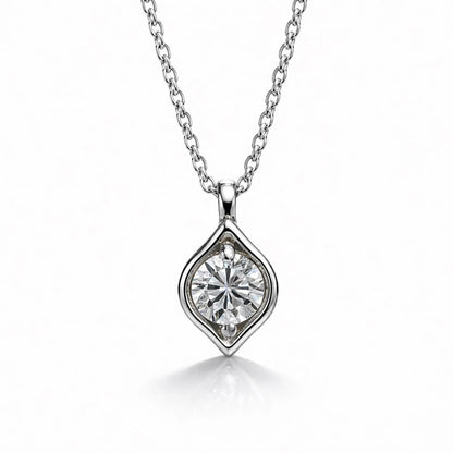 Lab Grown Diamond Pendant Necklace with Chain 14K Solid Gold, Floating Diamond Necklace, #8933