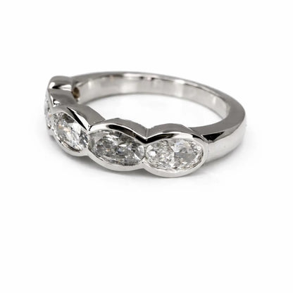 5 Stone Oval Lab Grown Diamond Anniversary Band 14K Solid Gold, East West Oval Lab Diamond Wedding Band #8934