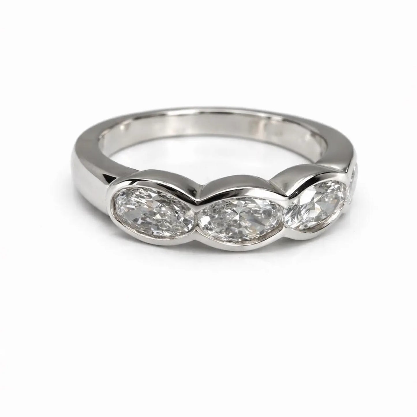 5 Stone Oval Lab Grown Diamond Anniversary Band 14K Solid Gold, East West Oval Lab Diamond Wedding Band #8934