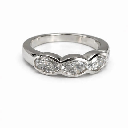 5 Stone Oval Lab Grown Diamond Anniversary Band 14K Solid Gold, East West Oval Lab Diamond Wedding Band #8934