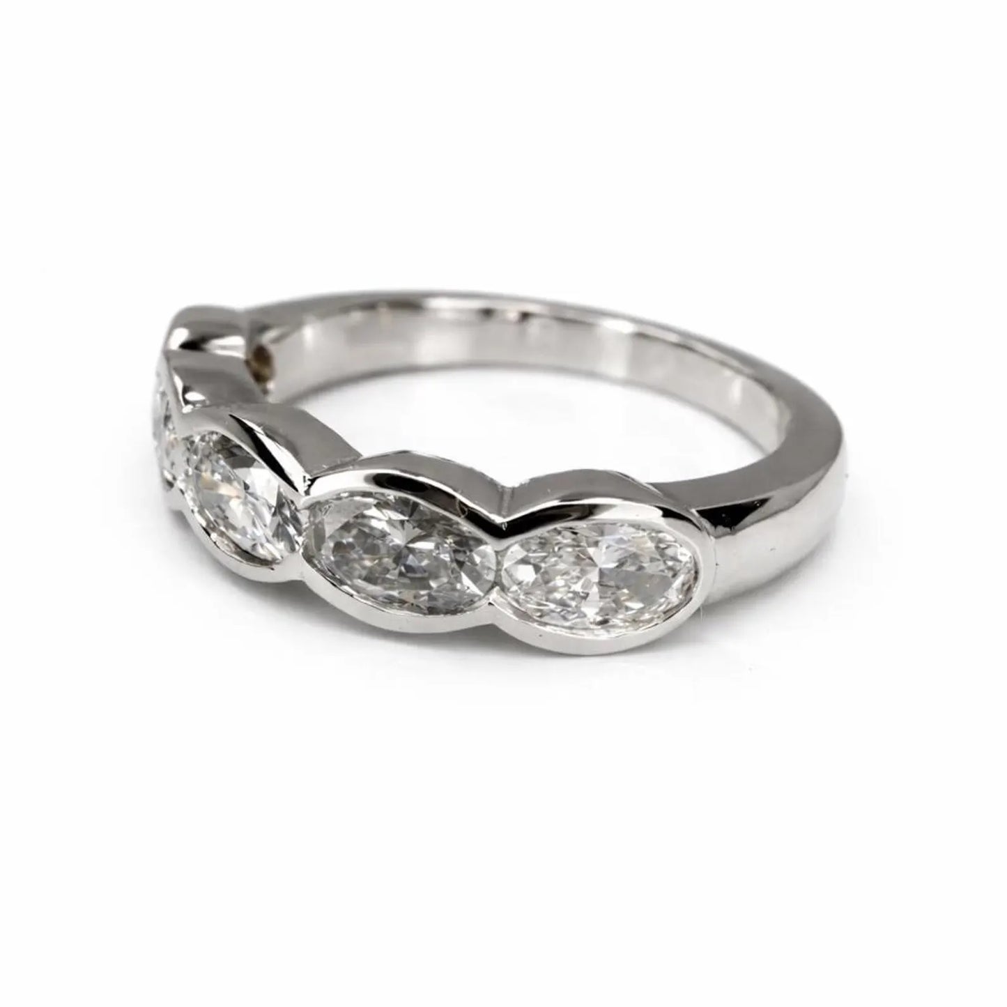 5 Stone Oval Lab Grown Diamond Anniversary Band 14K Solid Gold, East West Oval Lab Diamond Wedding Band #8934