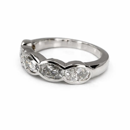5 Stone Oval Lab Grown Diamond Anniversary Band 14K Solid Gold, East West Oval Lab Diamond Wedding Band #8934