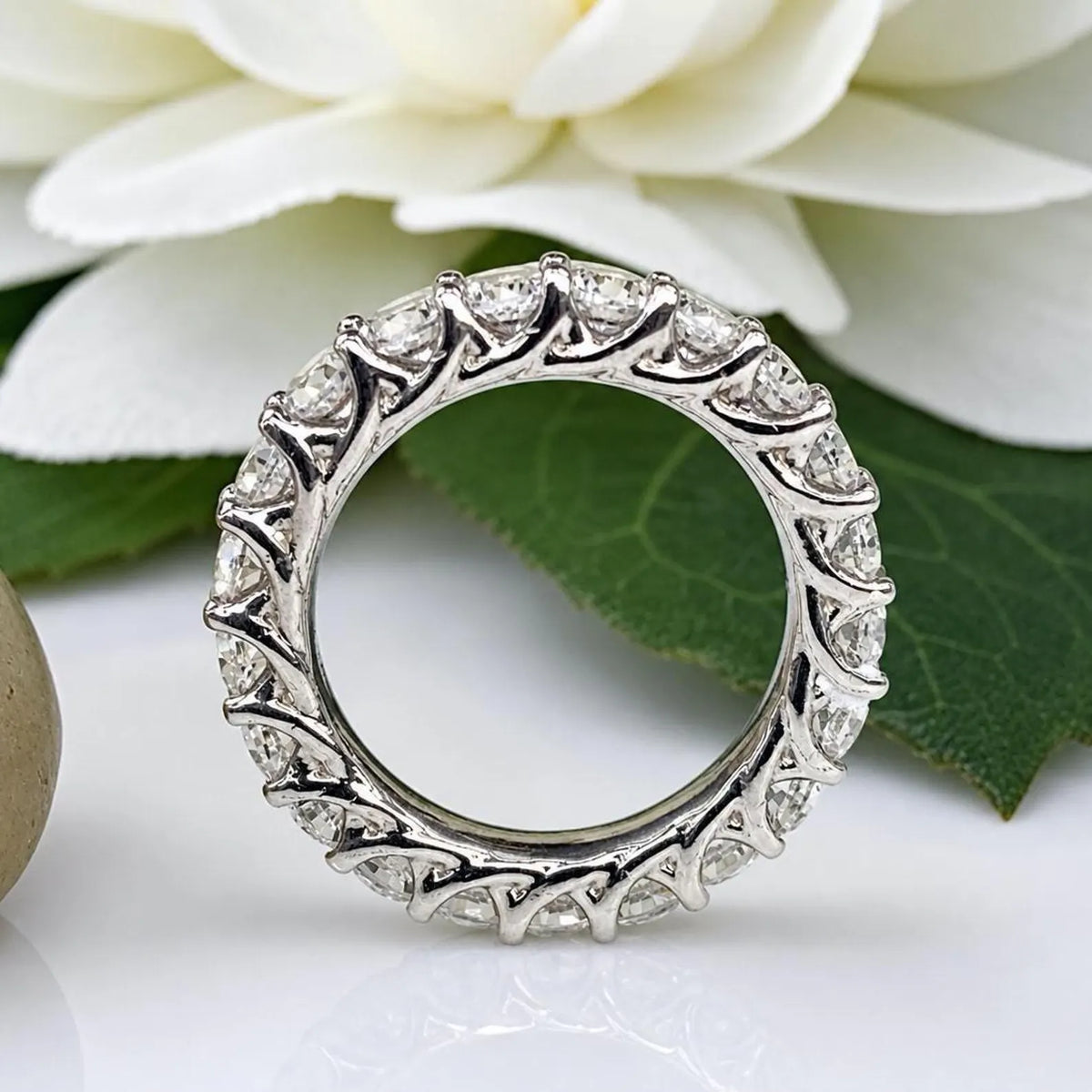 Moissanite Eternity Band, Stackable Eternity Band, Round Moissanite Wedding Band, 14K Gold Wedding Ring, Ladies Eternity Ring, #7036