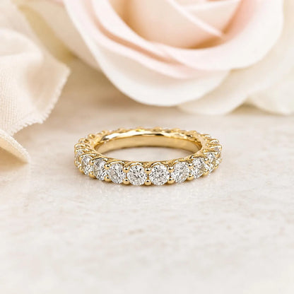 Moissanite Eternity Band, Stackable Eternity Band, Round Moissanite Wedding Band, 14K Gold Wedding Ring, Ladies Eternity Ring, #7036