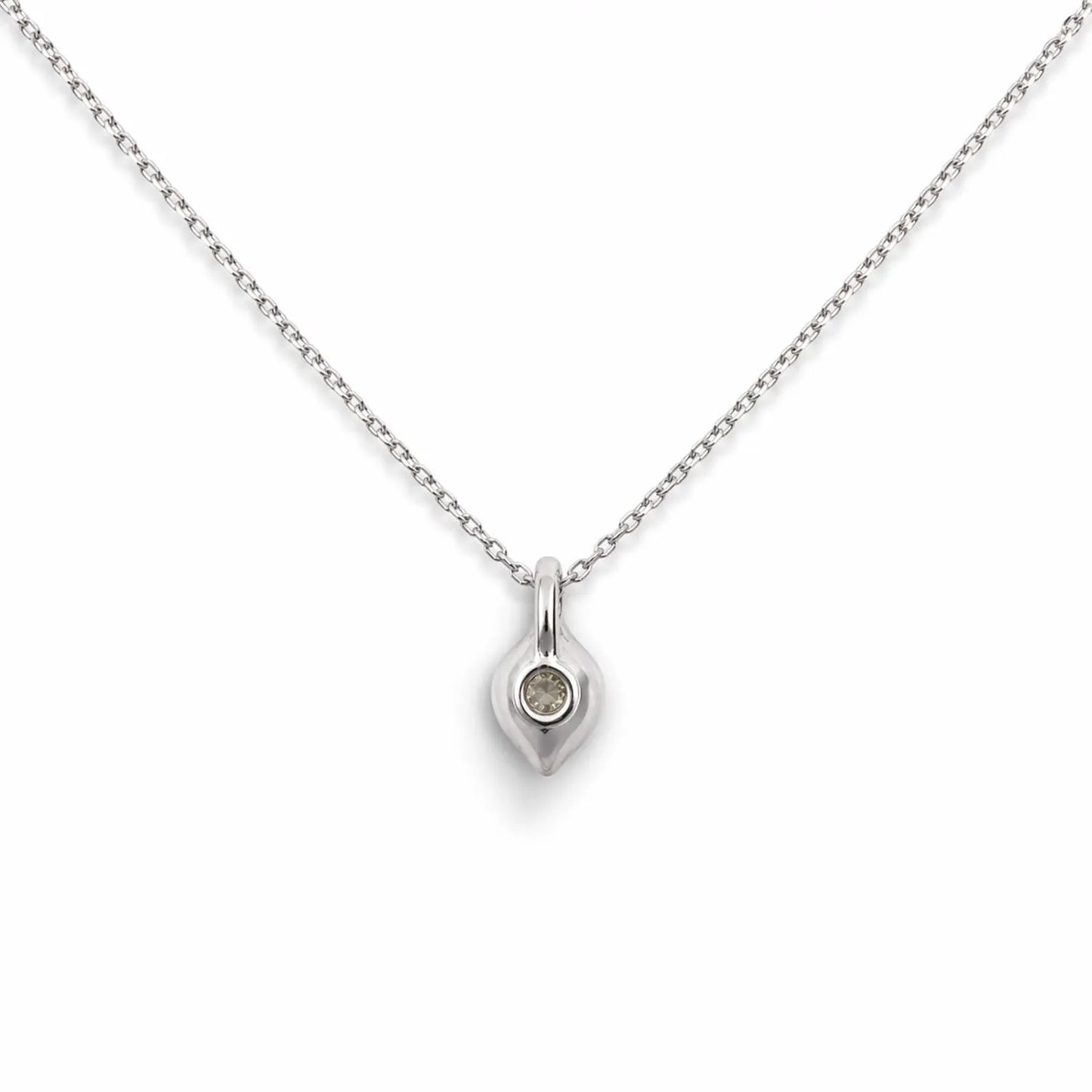 Lab Grown Diamond Pendant Necklace with Chain 14K Solid Gold, Floating Diamond Necklace, #8933