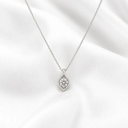Lab Grown Diamond Pendant Necklace with Chain 14K Solid Gold, Floating Diamond Necklace, #8933
