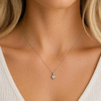 1/2 Carat Lab Grown Diamond Necklace, Round Solitaire Pendant 14K White Gold, Minimalist Diamond Necklace, Everyday Jewelry, #8935