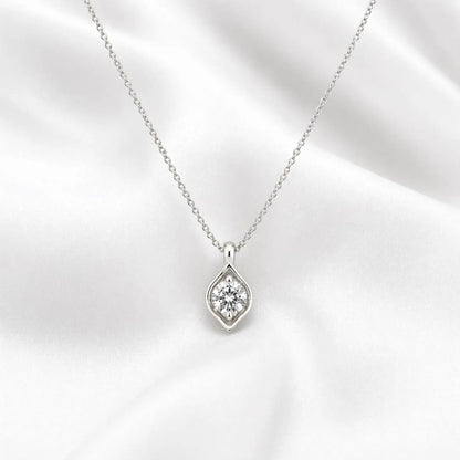 1/2 Carat Lab Grown Diamond Necklace, Round Solitaire Pendant 14K White Gold, Minimalist Diamond Necklace, Everyday Jewelry, #8935