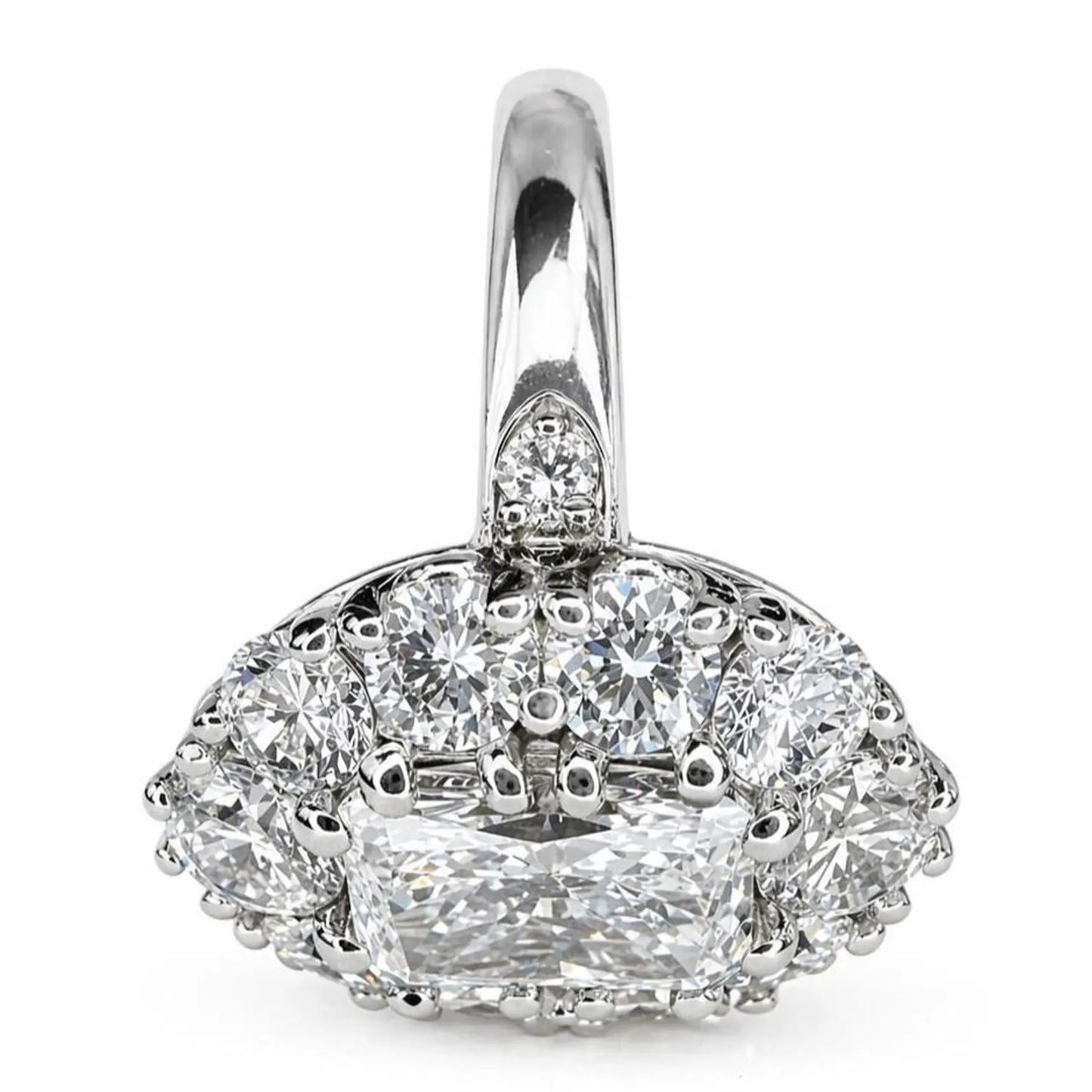 4.50 CTW Lab Grown Diamond Radiant Cut Ring, Halo Engagement Ring, Diamond Ring, Radiant Center with Round Diamonds, Bridal Ring #8937