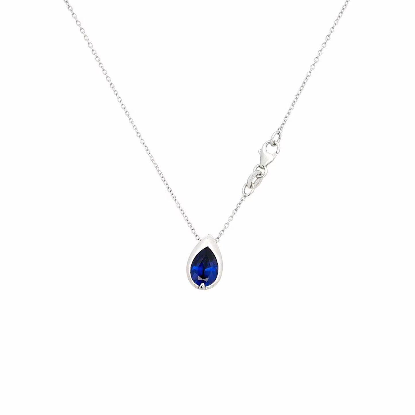 1.50 CTW Blue Sapphire Pear Necklace, 14K Gold Teardrop Pendant, Dainty Minimal Necklace, September Birthstone Jewelry, #8938